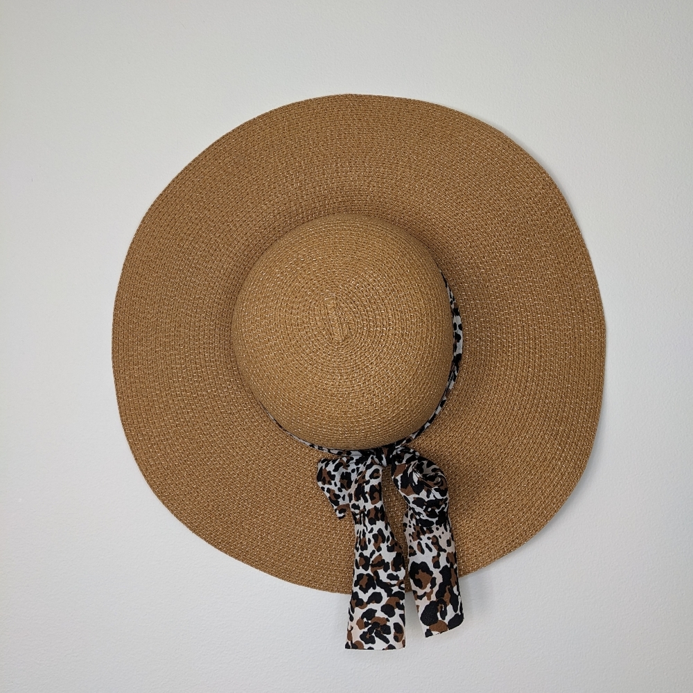 Wide Brim Sun Vacation Hat with Ribbon